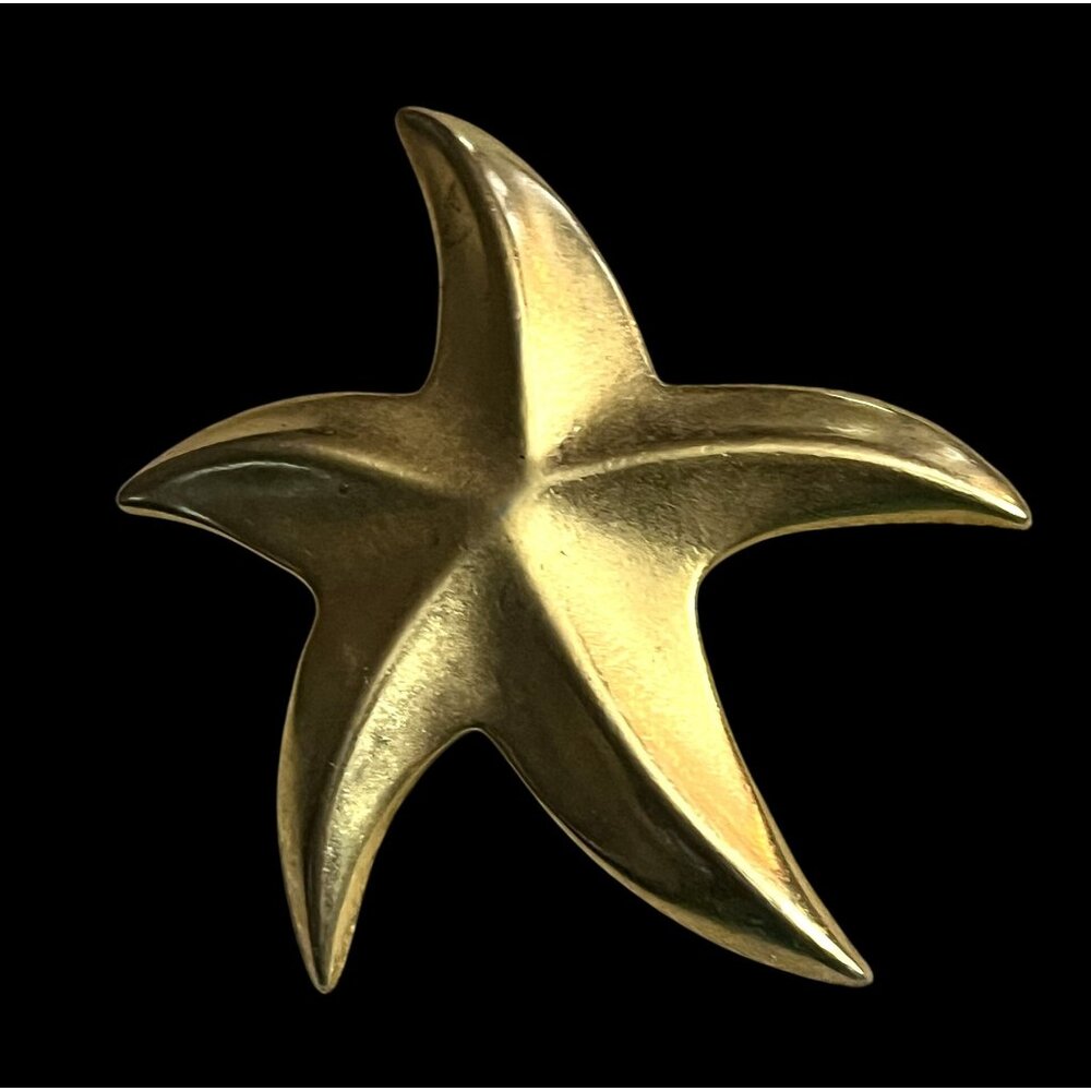 Brass Starfish Brooch Pin 2.5" X 2" Gold-Tone Finish Vintage Accessory